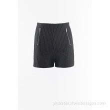 Stripe zipper hot pants